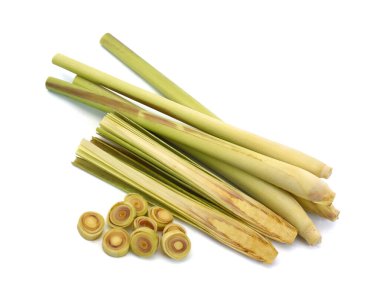 Beyaz arkaplanda taze limon otu izole edildi