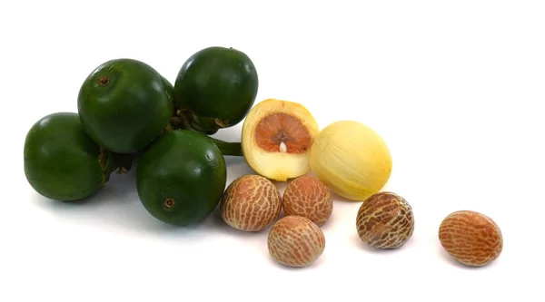 Fresh Betel Nut Fruit Isolated White Background — Stock Photo, Image