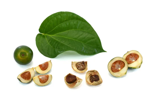 Fresh Betel Nut Betel Leaf Isolated White Background — Stock Photo, Image