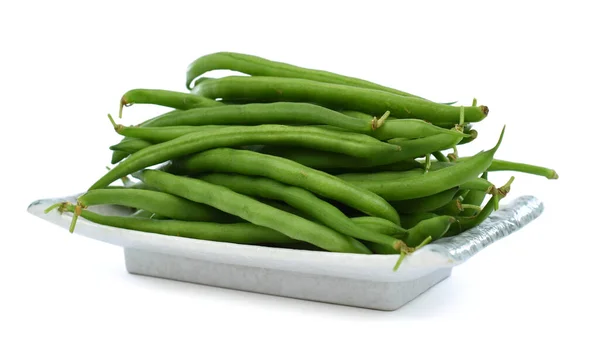 Fresh Green Beans Phaseolus Vulgaris Isolated White Background — Stock Photo, Image