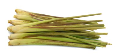 Beyaz arkaplanda taze limon otu izole edildi