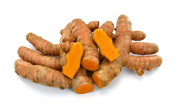 Kurkuma Curcuma Longa Isoliert Auf Weißem Hintergrund — Stockfoto