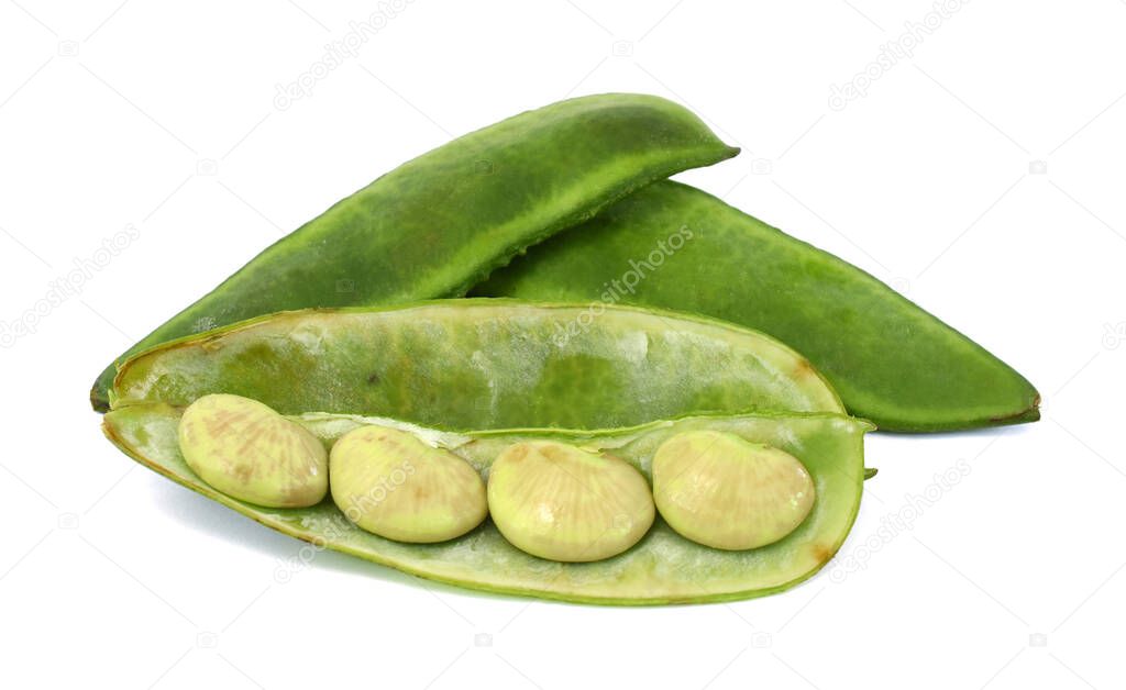 fresh lima beans isolated on white background