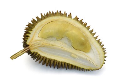 Meyve kralı, durian beyaz arka planda izole edilmiş.