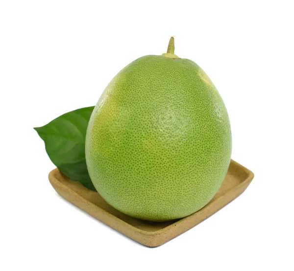 Grüne Pomelo Zitrusfrüchte Isoliert Auf Weißem Hintergrund — Stockfoto