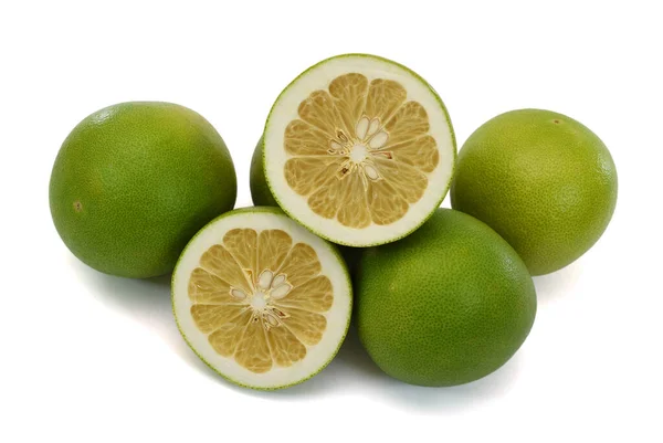 Zelené Pomelo Citrusové Plody Izolované Bílém Pozadí — Stock fotografie