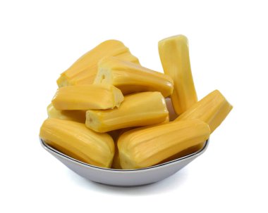 Jackfruit 'in beyaz arkaplanda izole edilmiş bölümü