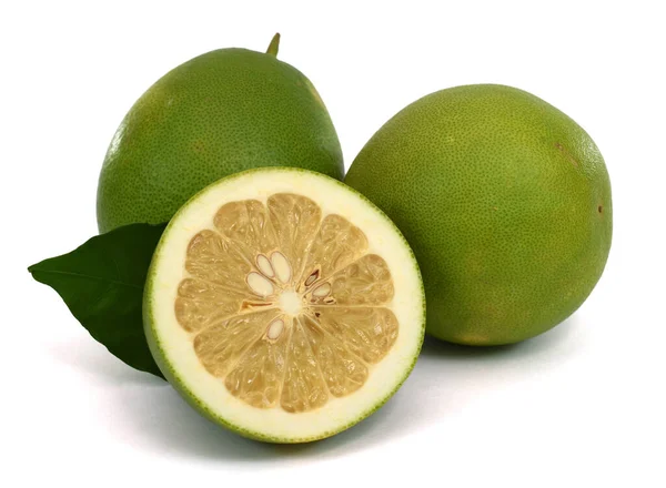 Green Pomelo Citrus Fruit Isolated White Background — Stock Photo, Image