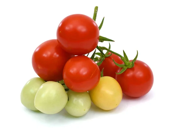 Frutas Frescas Tomates Cherry Aisladas Sobre Fondo Blanco — Foto de Stock