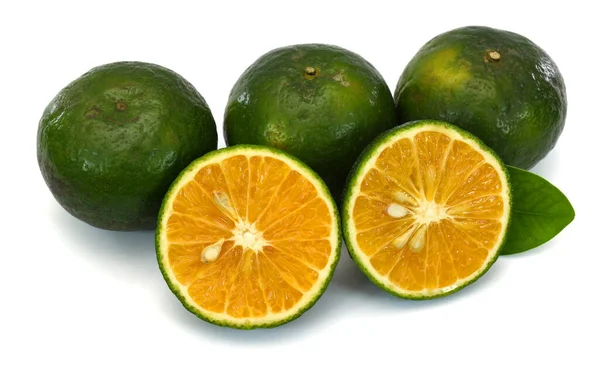 Fresh Orange Fruit Slices Isolated White Background — Stock Photo, Image