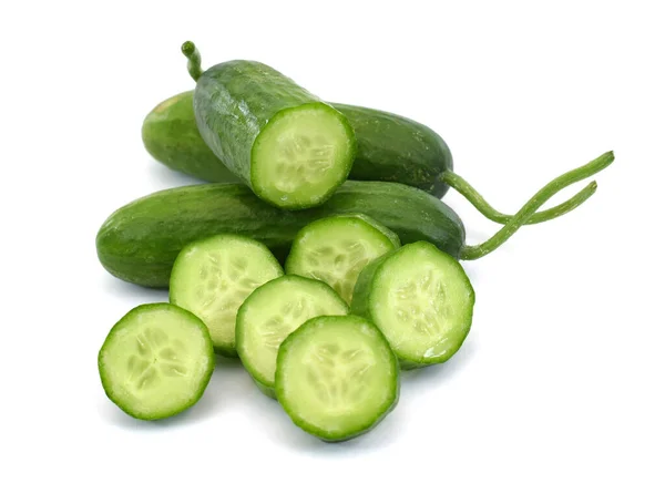 Fresh Slice Cucumber Isolated White Background — Stock Photo, Image