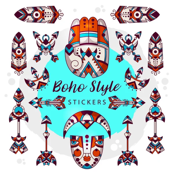 Boho Stil Sembolleri Kabile Işaretleri Vektör Boho Vektörel Çizimler Boho — Stok Vektör