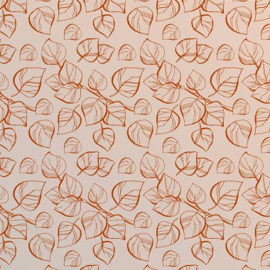 Huş ağacı dalı ile seamless modeli, vektör çizim yapraklar, çizilmiş çizgiyi sanat, yeşil yapraklar el doodle, ağaç arka plan yazdırma