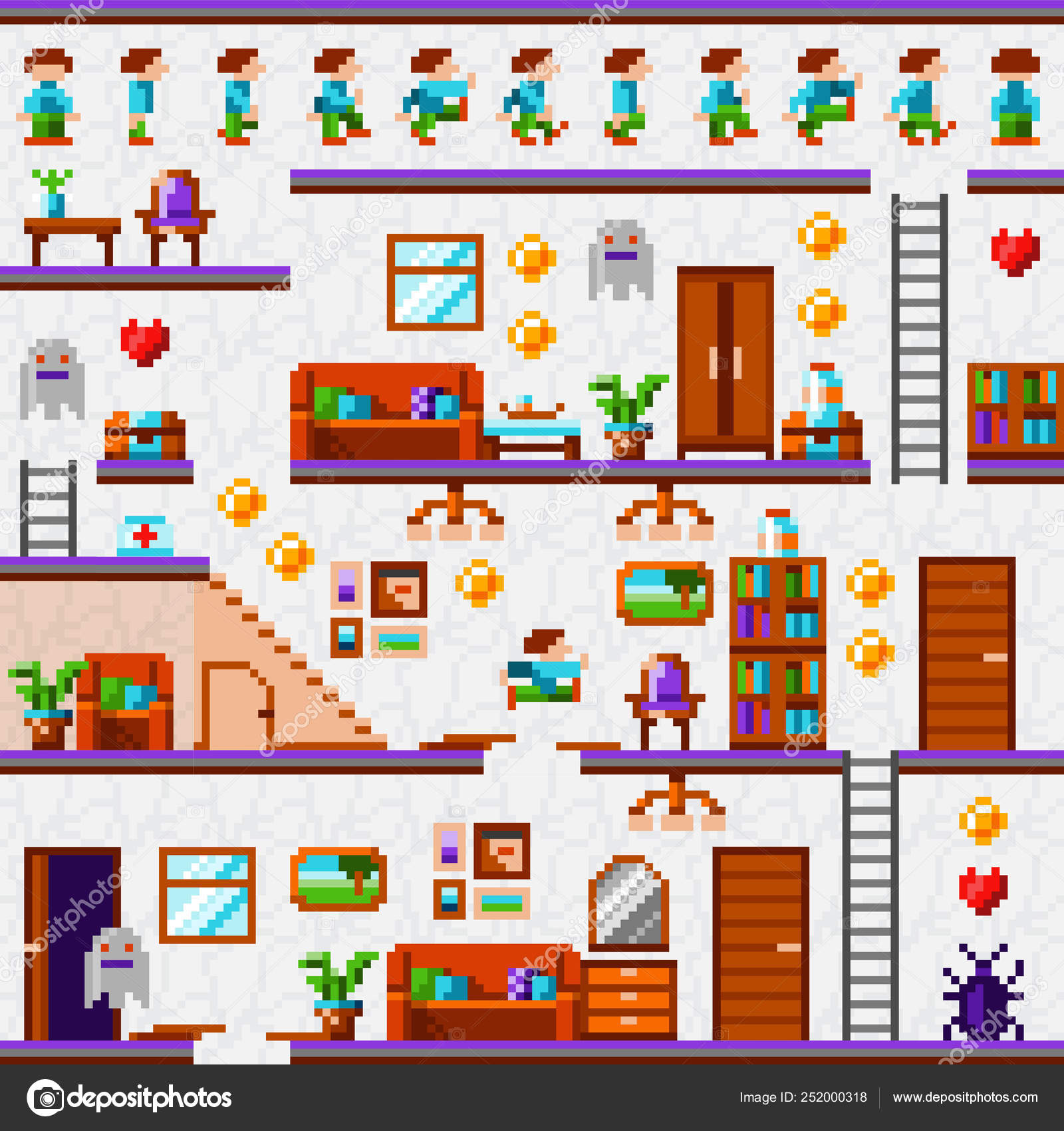 Tela de vitória de jogo de pixel interface de videogame retrô de 8 bits com  fundo de nível de jogo de computador de texto you win ilustração vetorial de  pixel art