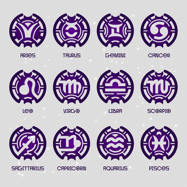 Sterrenbeelden Horoscoop Set Alle Zodiac Symbolen Vector Illustratie Astrologie Tekenen — Stockvector