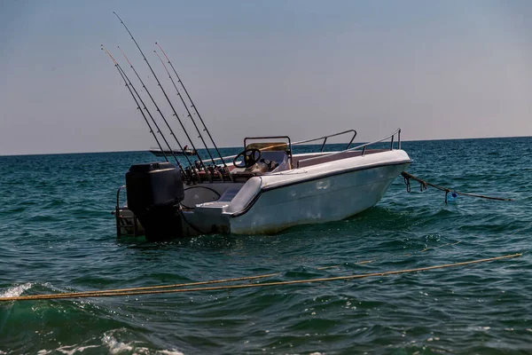 Paisaje Marino Con Primer Plano Barco Pesquero — Foto de Stock