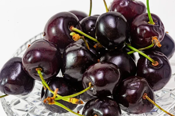 Still Life Black Cherries White Background — Stock Photo, Image