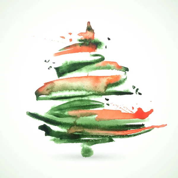 Vektör Suluboya Noel Ağacı Vintage Suluboya Arka Plan Güzel Renkli — Stok Vektör