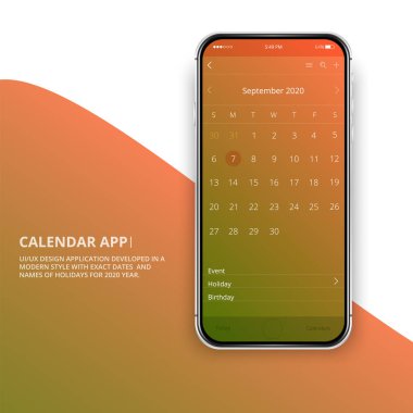 Kullanıcı arayüzü tasarımı. Mobil takvim uygulaması, Eylül.