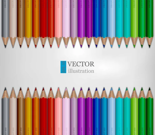 Linhas de lápis de cor arco-íris no fundo branco . — Vetor de Stock