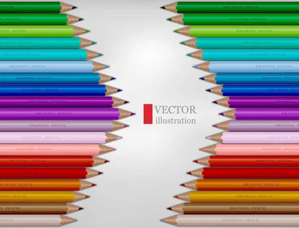 Forme de flèche de crayons de couleur arc-en-ciel sur fond blanc . — Image vectorielle