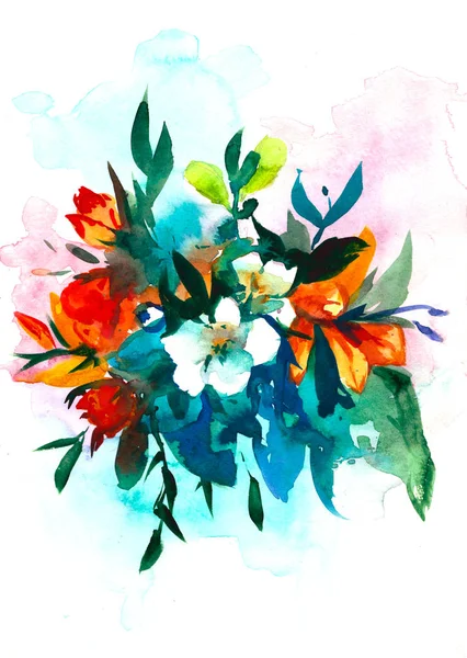 Bouquet acquerello fiore di giglio. illustrazione acquerello — Foto Stock