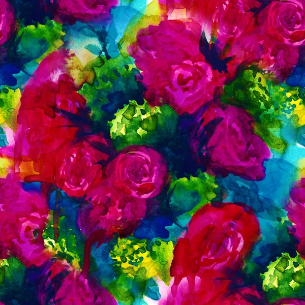 Patrón sin costuras. Fondo acuarela pintado a mano. Flores abstractas. ramo de flores, rosa, peonía, tarjeta de felicitación, acuarela ilustración dibujo a mano , — Foto de Stock