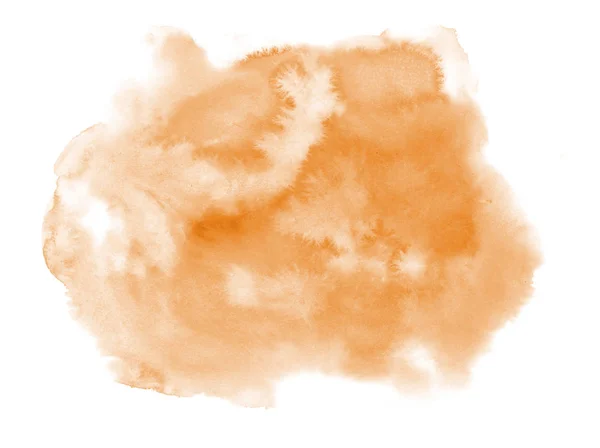 Aquarell. abstrakter oranger Fleck auf weißem Aquarellpapier. — Stockfoto