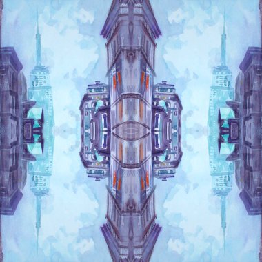 Suluboya ve pastel boya New York şehrinin, sarı taksi, modern sanat eserleri, Amerikan, illüstrasyon New York sokak görünümü ile soyut Seamless modeli