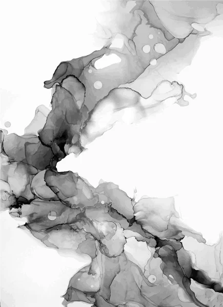 Vector Abstract ink background. Marble style. Black, white ink in water — Stock Vector