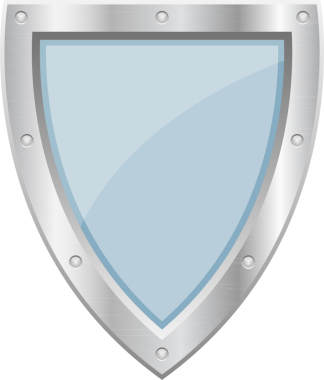 Fırçalanmış metalik kenarı ve perçini olan bir kalkan sağlam, koruyucu bir bariyer sunar. Kalkan mavi bir renkle dolu, bu da güvenlik ve savunma anlamına geliyor..