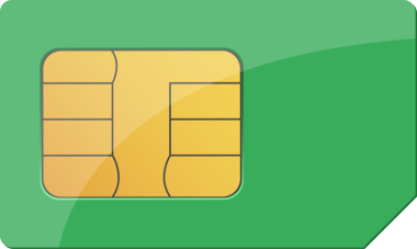 Üzerinde altın bir mikroçip bulunan yeşil bir SIM kartın çizimi. SIM kartlar cep telefonlarında mobil iletişim ve ağ bağlantısı için gereklidir.