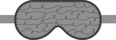 Gri bir uyku maskesi gösterilir, yumuşak bir bant ile, rahatlamayı teşvik etmek için tasarlanır. Kıvrımlı çizgiler ön tarafı gösteriyor ki rahat ve karanlık daha iyi bir uyku için..
