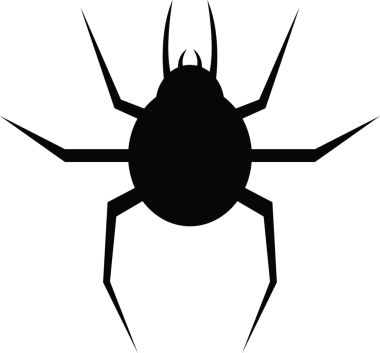 Yuvarlak vücutlu ve altı bacaklı bir böcek, uzun antenlerle birlikte, karanlık bir arkaplanda siluette gösterilir. Basit ve grafik tasarımı.