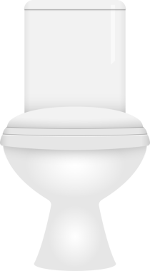 Resimde, tasarımın vurgulandığı ön görüşte sunulan el değmemiş beyaz bir tuvalet yer alıyor. Işıklandırma temiz ve işlevsel bir banyo ortamını gösteriyor..