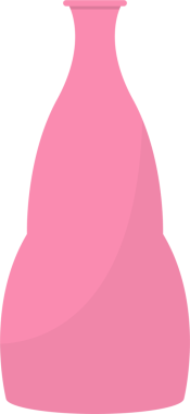 Siyah arkaplana karşı pembe bir vazo. Geniş bir vücudu, dar bir boynu ve geniş bir tabanı olan çizgi film tarzı bir çizim. Her odaya eğlenceli bir dokunuş katıyor..