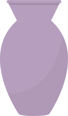 Dar bir boyun ve yuvarlak, bütün bir vücutla tasarlanmış açık mor bir vazo, katı siyah bir arkaplana karşı sergilenir. Vazo pürüzsüz ve basit görünüyor..