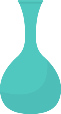 Düz, yuvarlak tabanlı, yukarı doğru sivri, ince bir boyuna kadar uzanan dijital olarak işlenmiş bir vazo. Minimalist tasarım düz bir arkaplan üzerine kurulur.