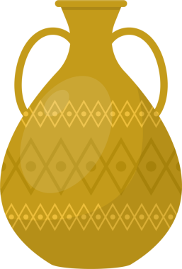 İkiz kulplu ve klasik desenli yüzeyi olan eski bir vazo. Vücudunun etrafında elmas şekiller ve dairesel tasarımlar barındıran antik kökenli bir gemi..