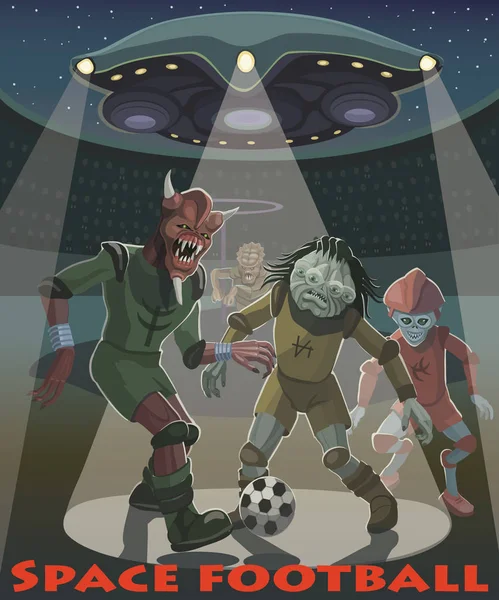 Aliens Veio Para Jogar Futebol Espacial Aliens Causar Rivais Para — Vetor de Stock