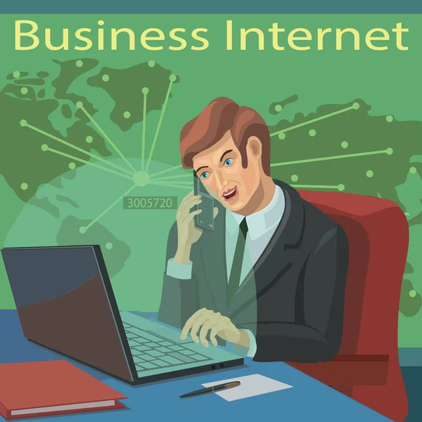 Cały Świat Jest Podłączony Internet Business Information Biznes Komputer Podłączony — Wektor stockowy