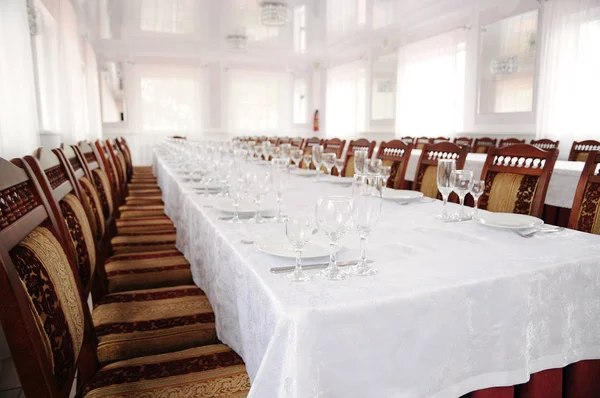 Bright spacious banquet hall without people