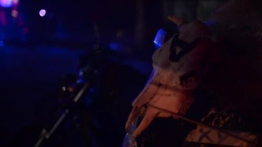 İnek kafatası motosiklet, çeşitli renklerde ışık arka planı için ip ile kullanıma hazır