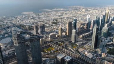 Dubai şehir sabah sahne. Üstten Üstten Görünüm