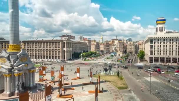 Kiev, Ucrania, vista de la Plaza de la Independencia. Cronograma . — Vídeos de Stock