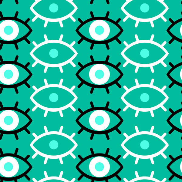 Abstract pattern. Eyes and eyelashes. Seamless vector print (background).