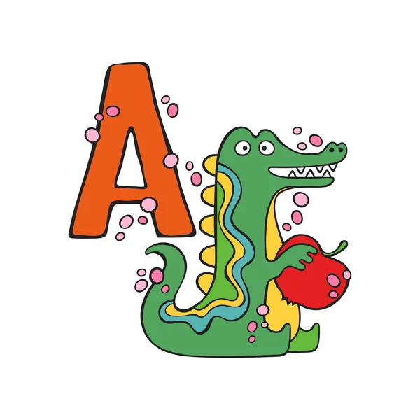 stock vector English letter A. Aligator. Isolated vector object on white background.