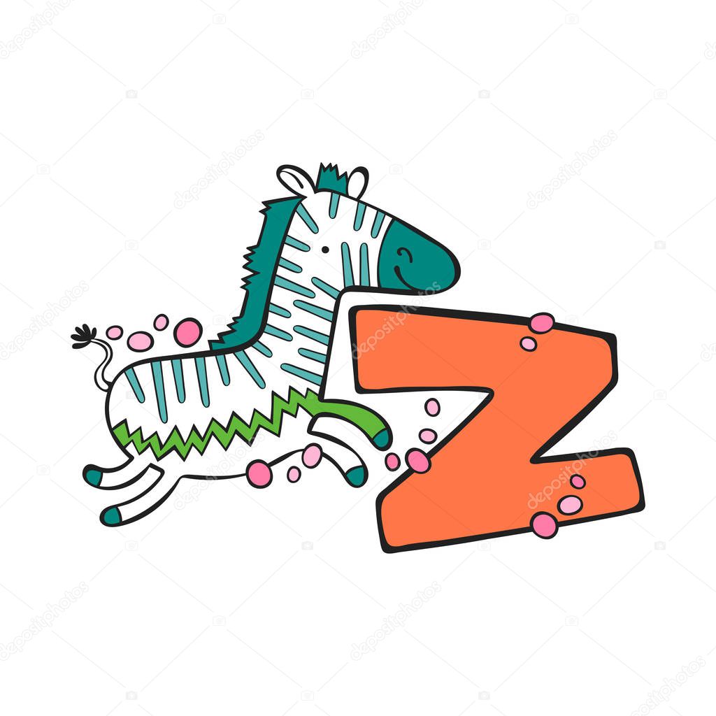 English letter Z. Zebra. Isolated vector object on white background.