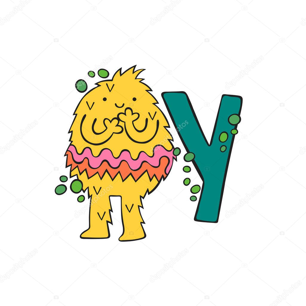 English letter Y. Yeti. Isolated vector object on white background.