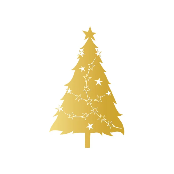 Kerstboom Sterren Beoordeling Gold Geïsoleerde Vectorobject Witte Achtergrond — Stockvector